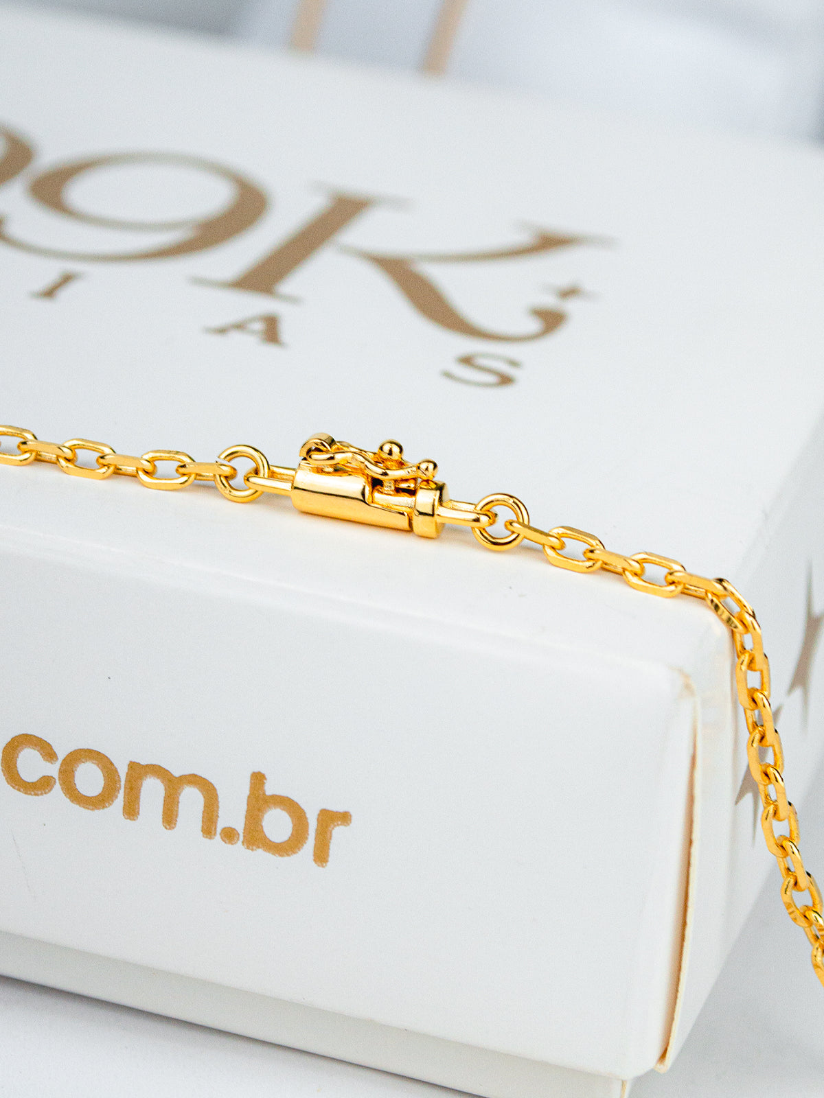 Corrente Cadeado 3 mm - fecho canhão - banhado a ouro 18k - foto 3