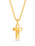 Corrente cruz face de Cristo - grumet - banhado a ouro 18k