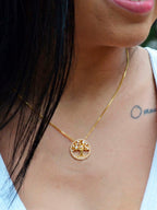 Corrente árvore da vida cravejado - veneziana - banhado a ouro 18k - foto 2