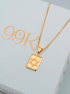 Pingente plaquinha Estrela de Davi - banhado a ouro 18k - foto 2