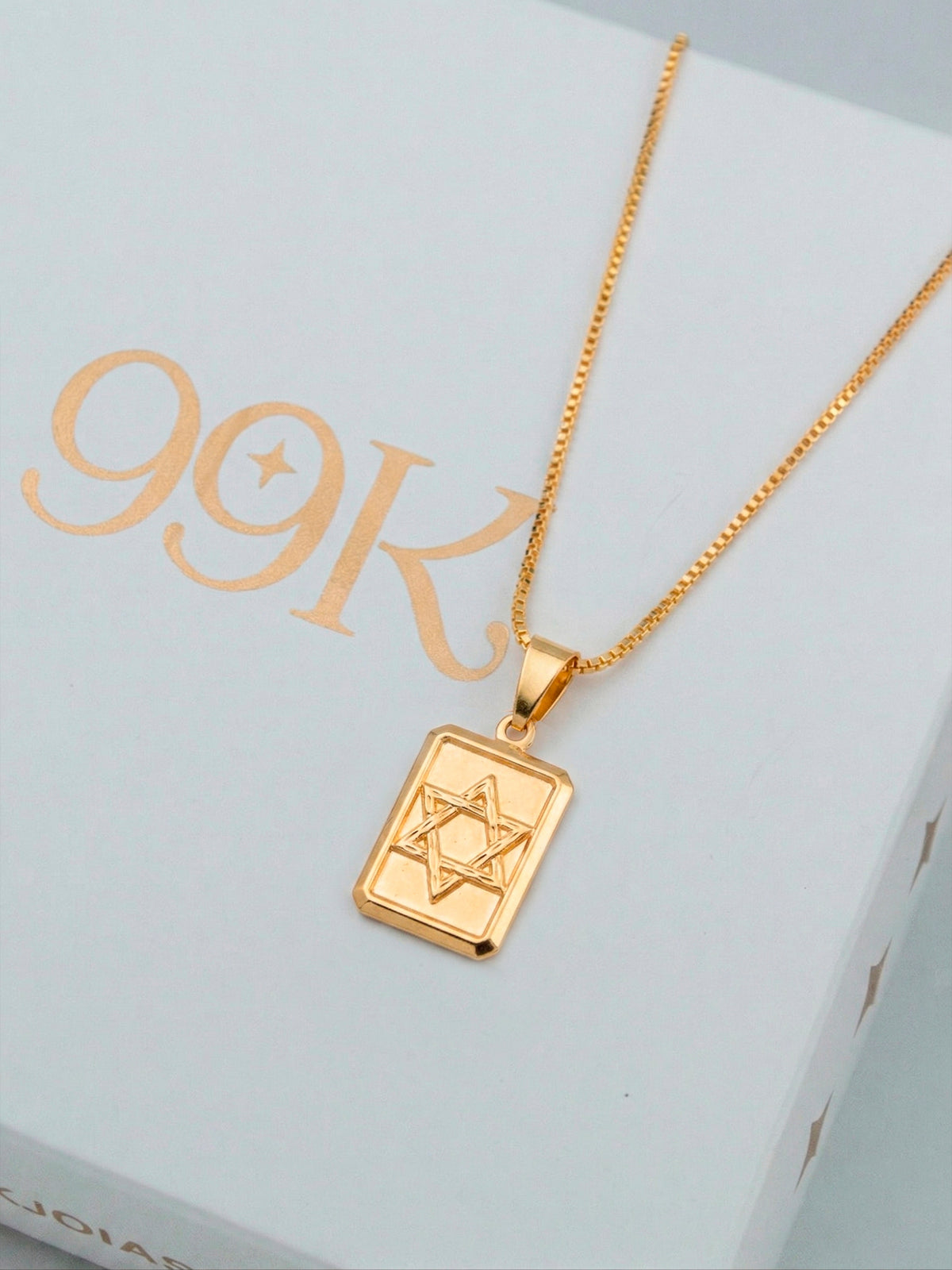 Pingente plaquinha Estrela de Davi - banhado a ouro 18k - foto 2