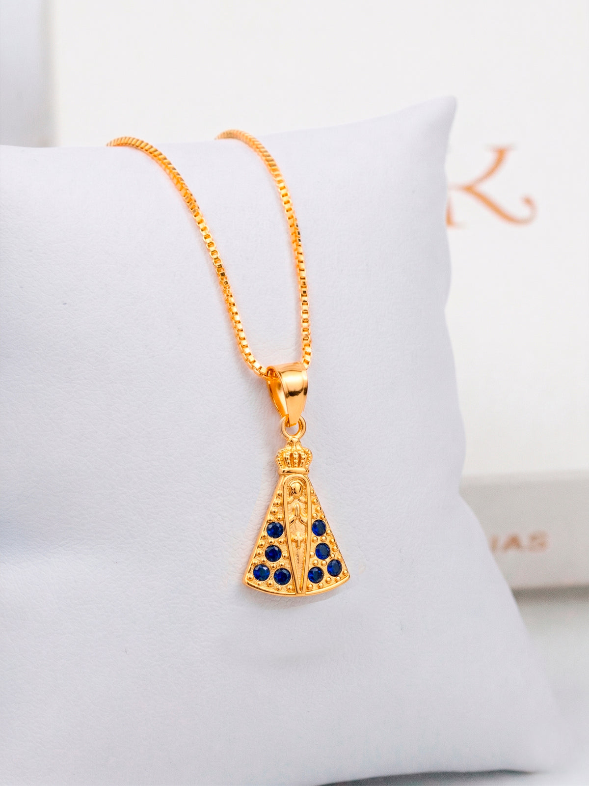 Corrente Nossa Senhora Cravejado - veneziana - banhado a ouro 18k - foto 3