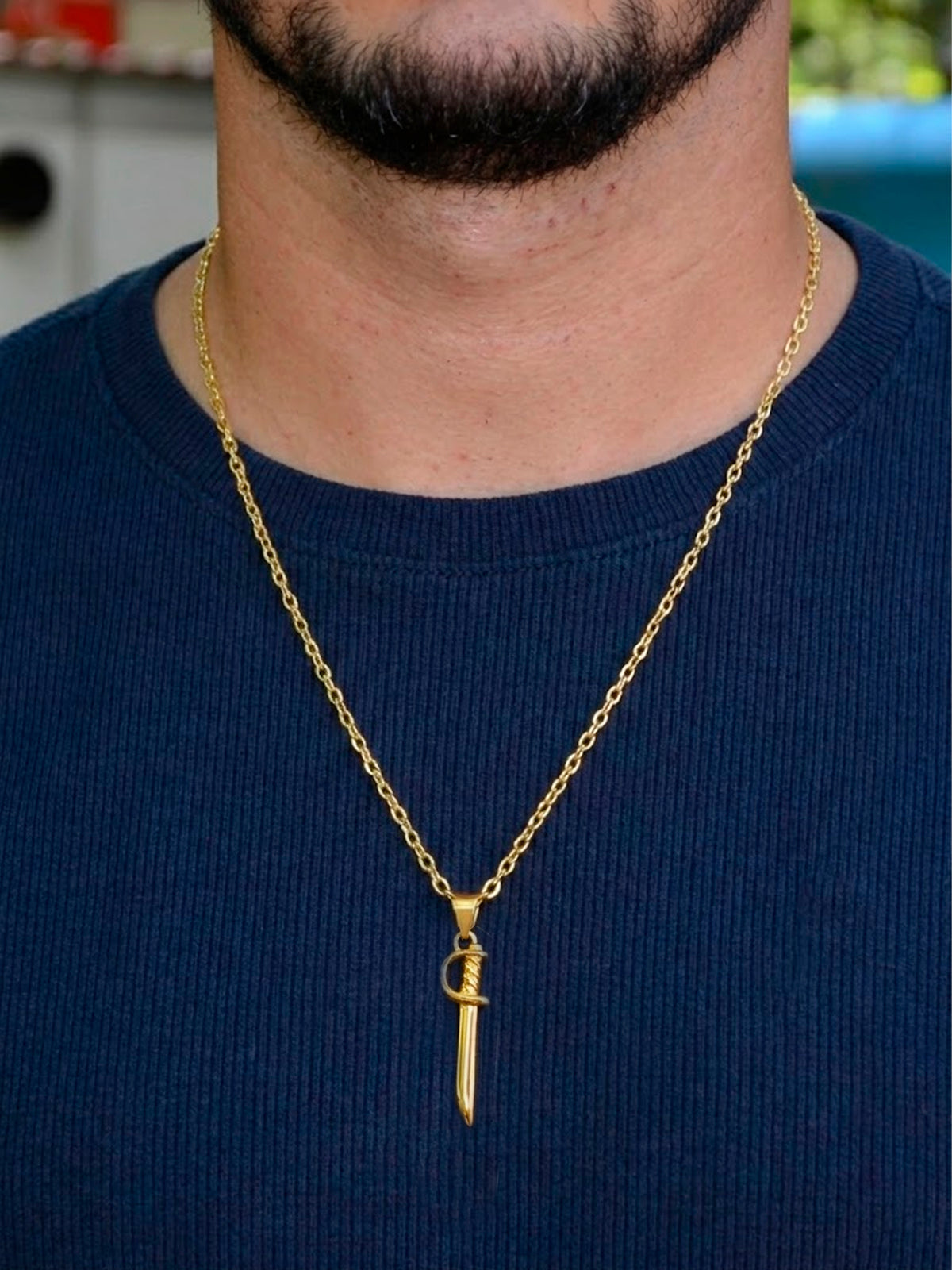 Pingente Espada de Ogum G - banhado a ouro 18k - foto 3