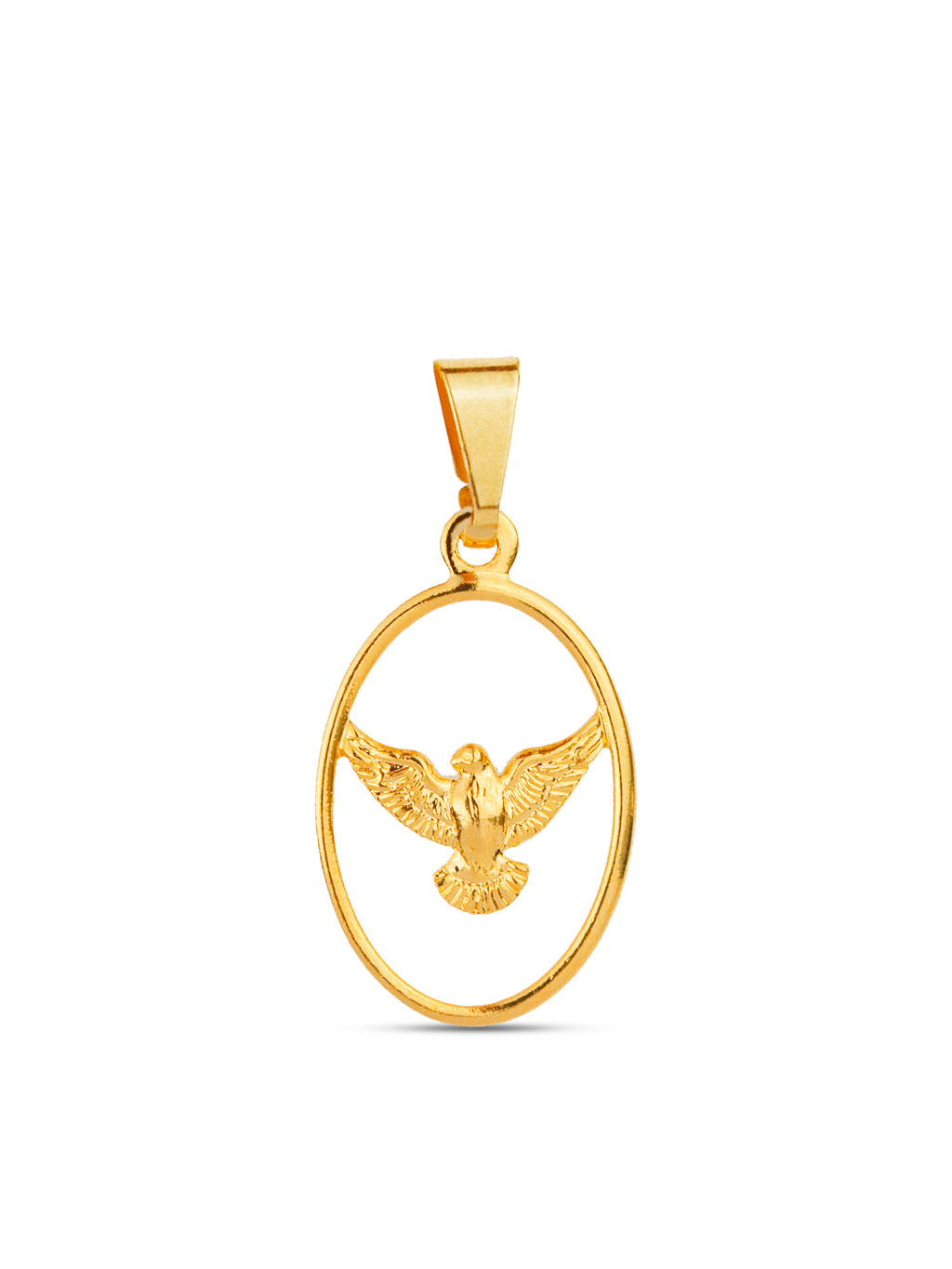 Pingente Oval Espírito Santo vazado - banhado a ouro 18k