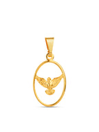 Pingente Oval Espírito Santo vazado - banhado a ouro 18k