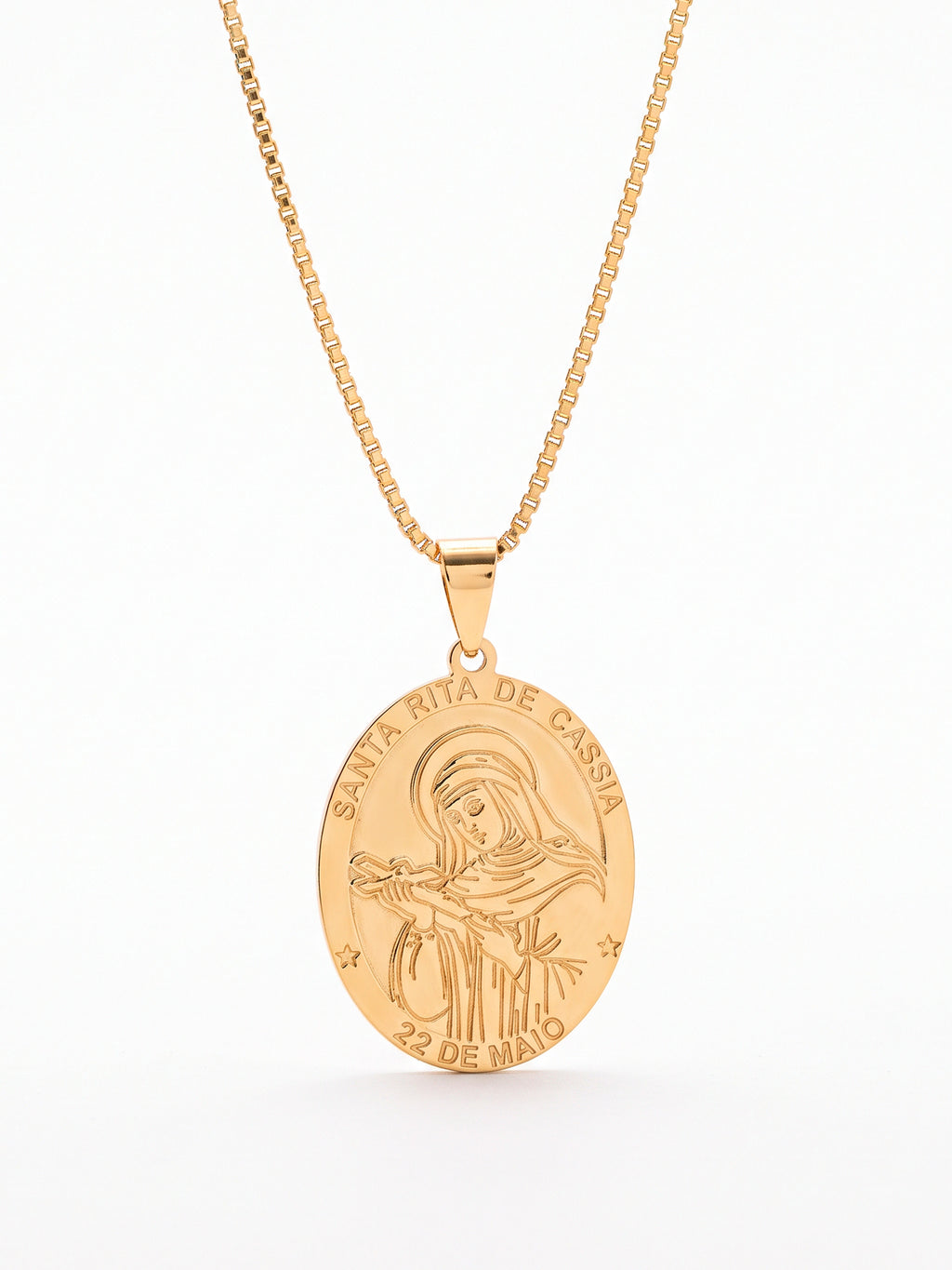 Corrente Santa Rita de Cássia - veneziana - banhado a ouro 18k