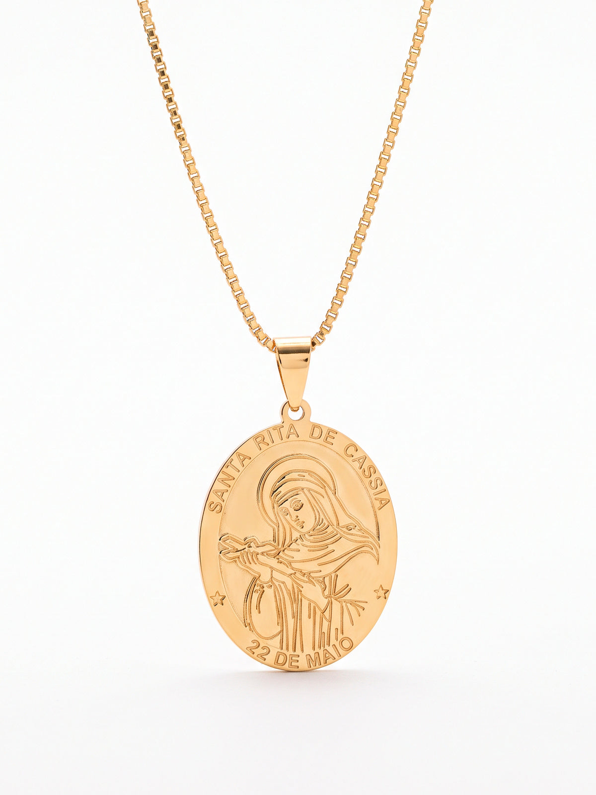 Corrente Santa Rita de Cássia - veneziana - banhado a ouro 18k