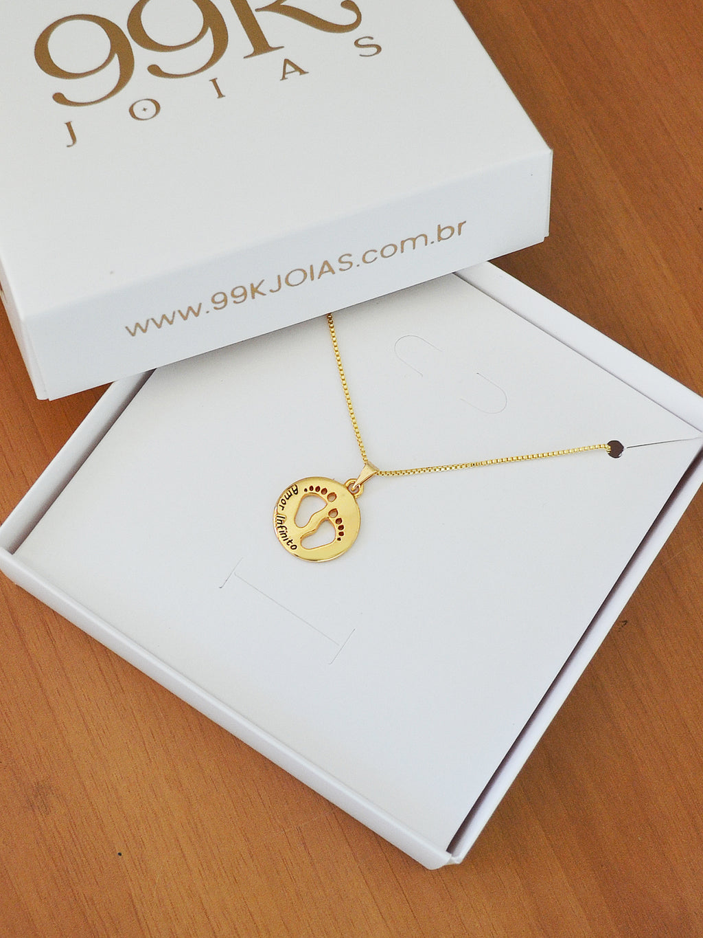 Pingente amor infinito pezinhos - banhado a ouro 18k - foto 2