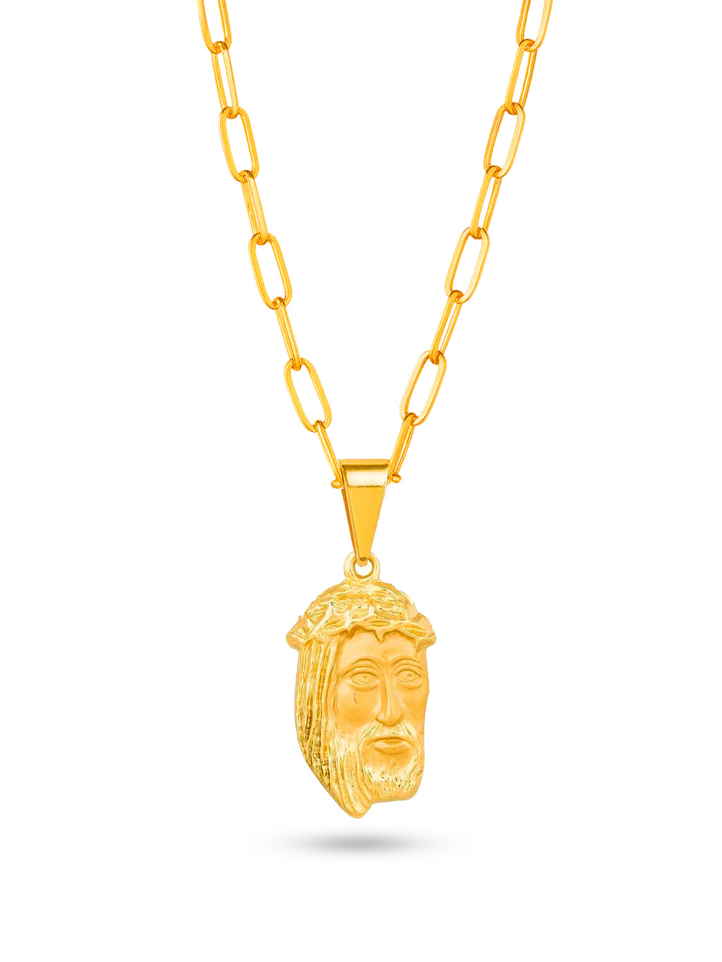 Corrente Face de Cristo - elo longo - banhado a ouro 18k