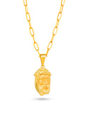 Corrente Face de Cristo - elo longo - banhado a ouro 18k