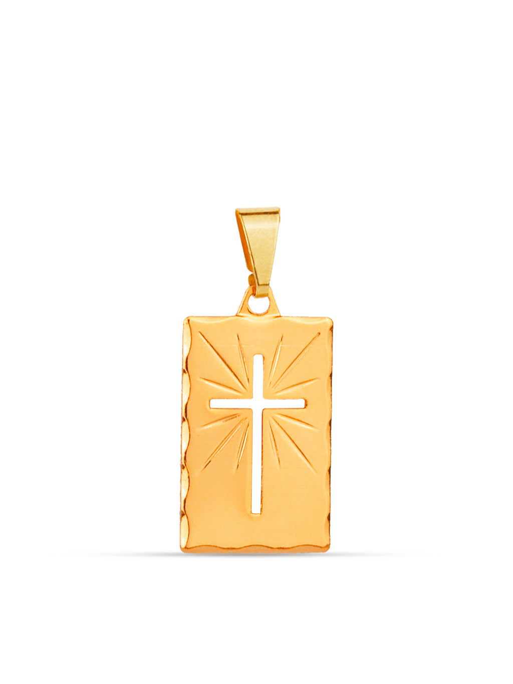 Pingente Plaquinha com cruz - banhado a ouro 18k