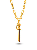 Corrente Espada de Ogum G - cadeado - banhado a ouro 18k