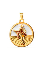 Pingente medalha Zé Pelintra branco - banhado a ouro 18k
