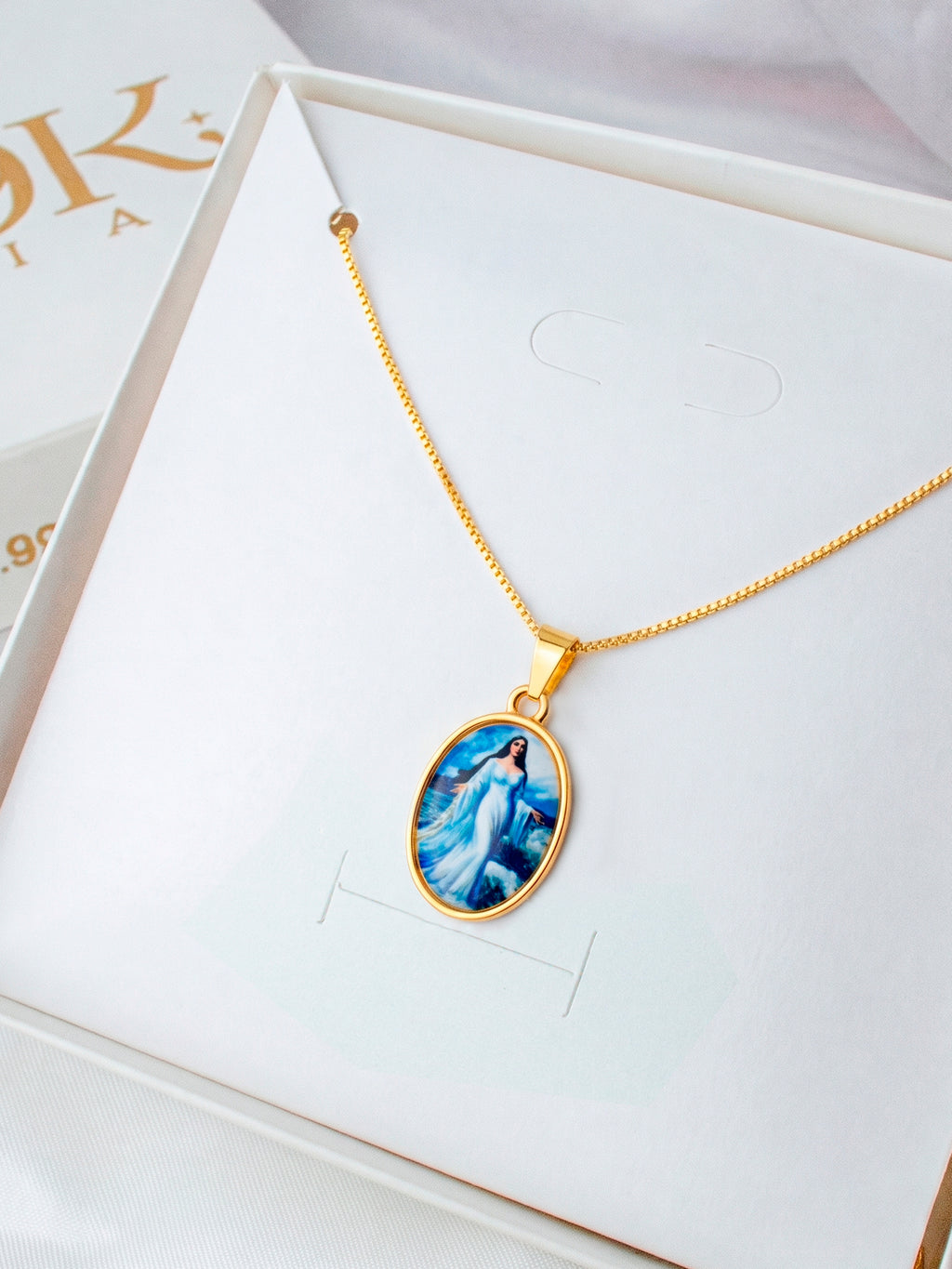 Corrente medalha imagem Iemanjá - veneziana - banhado a ouro 18k - foto 3