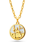 Corrente medalha Oxalá branco - cadeado - banhado  a ouro 18k