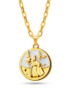 Corrente medalha Oxalá branco - cadeado - banhado  a ouro 18k
