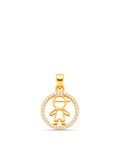 Pingente menino medalha cravejada - banhado a ouro 18k