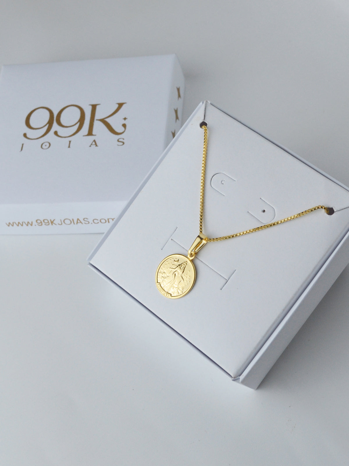 Corrente medalha Iemanjá - veneziana - banhado a ouro 18k - foto 6