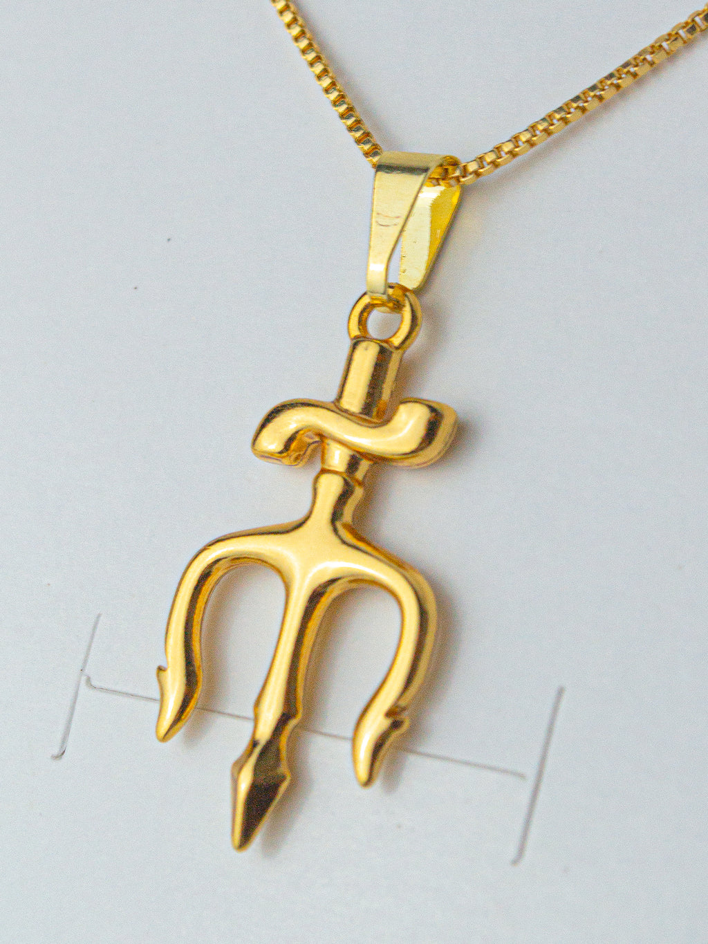 Pingente Tridente de Pomba Gira - banhado a ouro 18k - foto 3