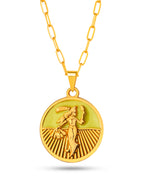 Corrente medalha Oxum amarelo - elo longo - banhado a ouro 18k