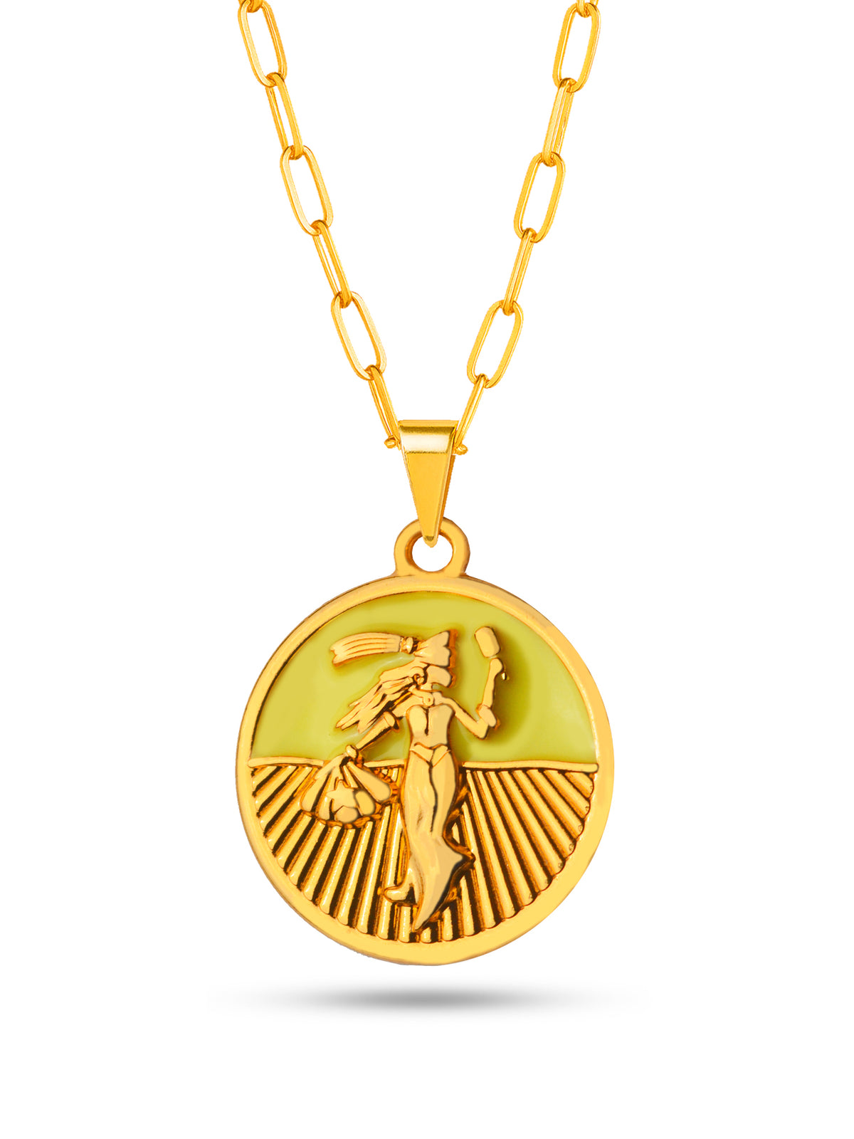 Corrente medalha Oxum amarelo - elo longo - banhado a ouro 18k