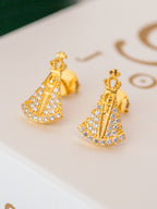 Brinco Nossa Senhora cravejado - banhado a ouro 18k - foto 3