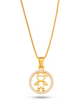 Corrente menino medalha cravejada - veneziana - banhado a ouro 18k