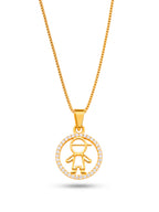 Corrente menino medalha cravejada - veneziana - banhado a ouro 18k