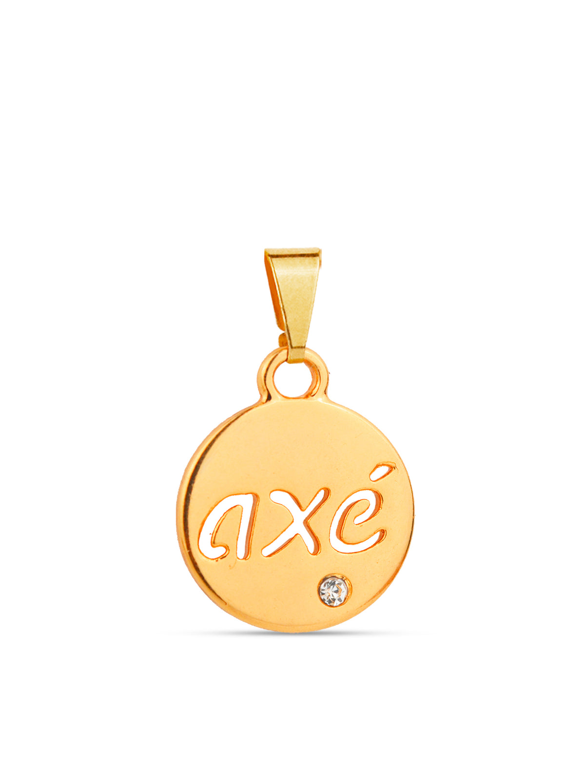 Pingente medalha Axé - banhado a ouro 18k