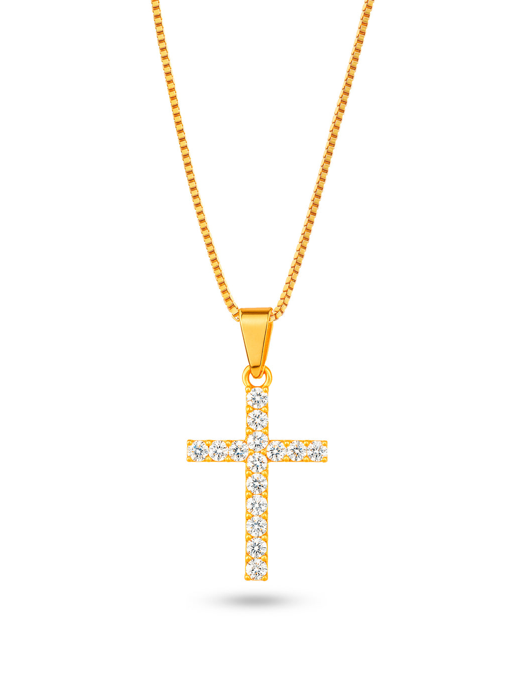 Corrente cruz cravejada - veneziana - banhado a ouro 18k