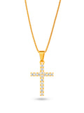 Corrente cruz cravejada - veneziana - banhado a ouro 18k