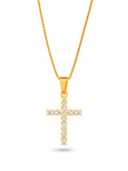 Corrente cruz cravejada - veneziana - banhado a ouro 18k