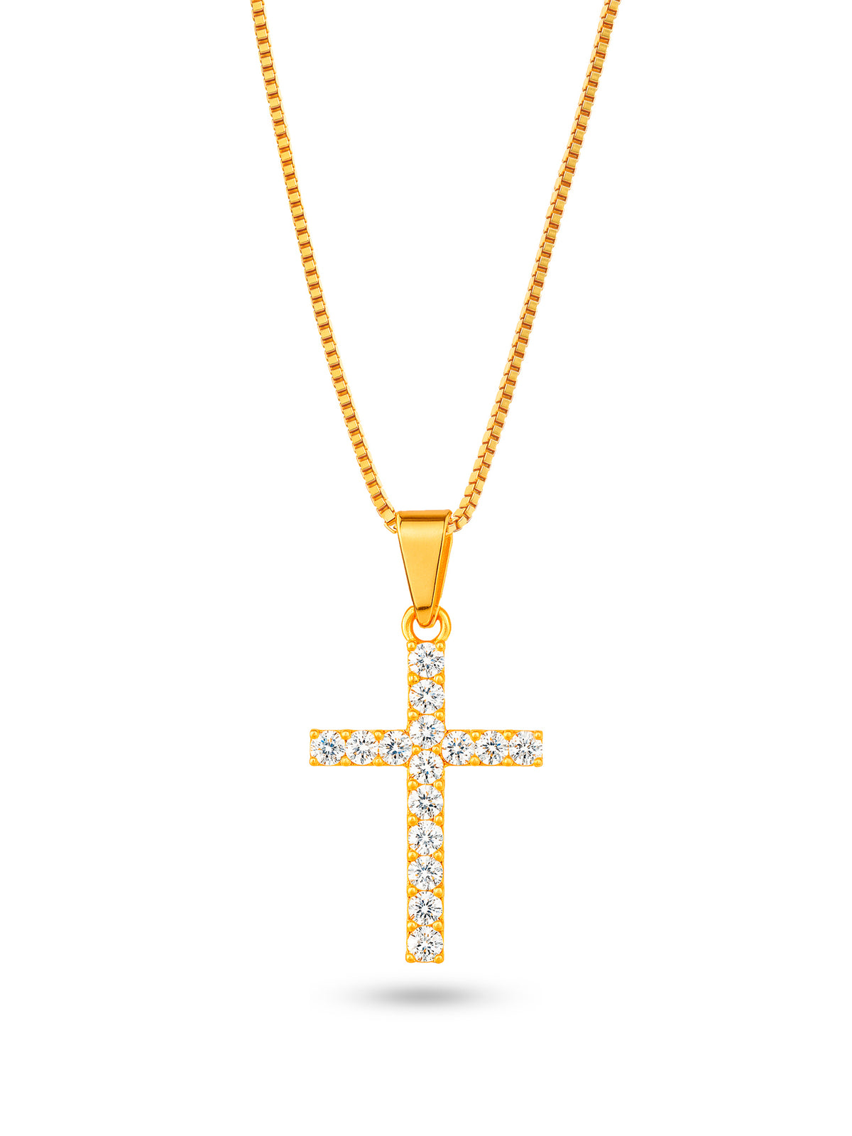Corrente cruz cravejada - veneziana - banhado a ouro 18k