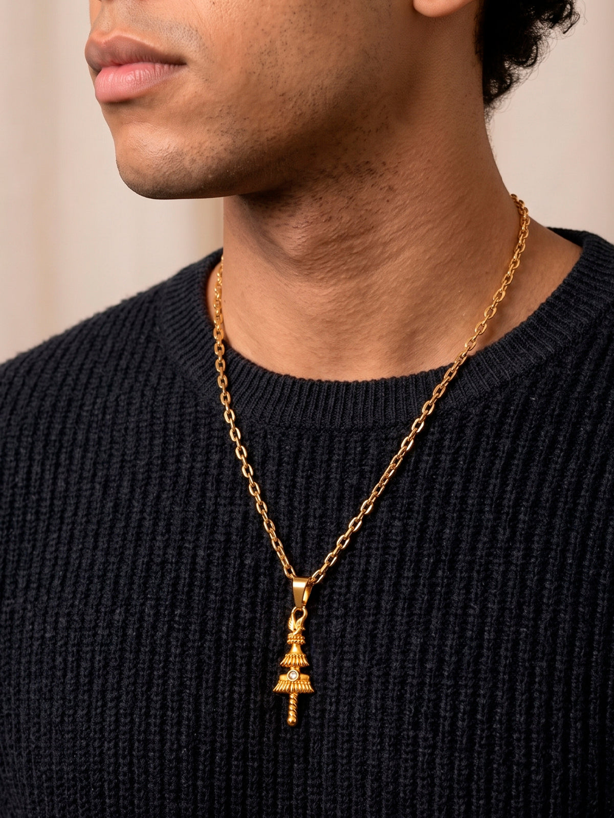 Corrente Opaxorô de Oxalá G - cadeado - banhado  a ouro 18k - foto 2