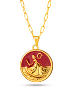 Corrente medalha Iansã vermelho - elo longo - banhado a ouro 18k - foto 2