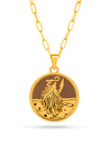 Corrente medalha Omolú marrom - elo longo - banhado a ouro 18k