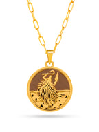 Corrente medalha Omolú marrom - elo longo - banhado a ouro 18k