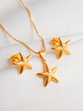 Conjunto estrela do mar - colar e brincos - banhado a ouro 18k