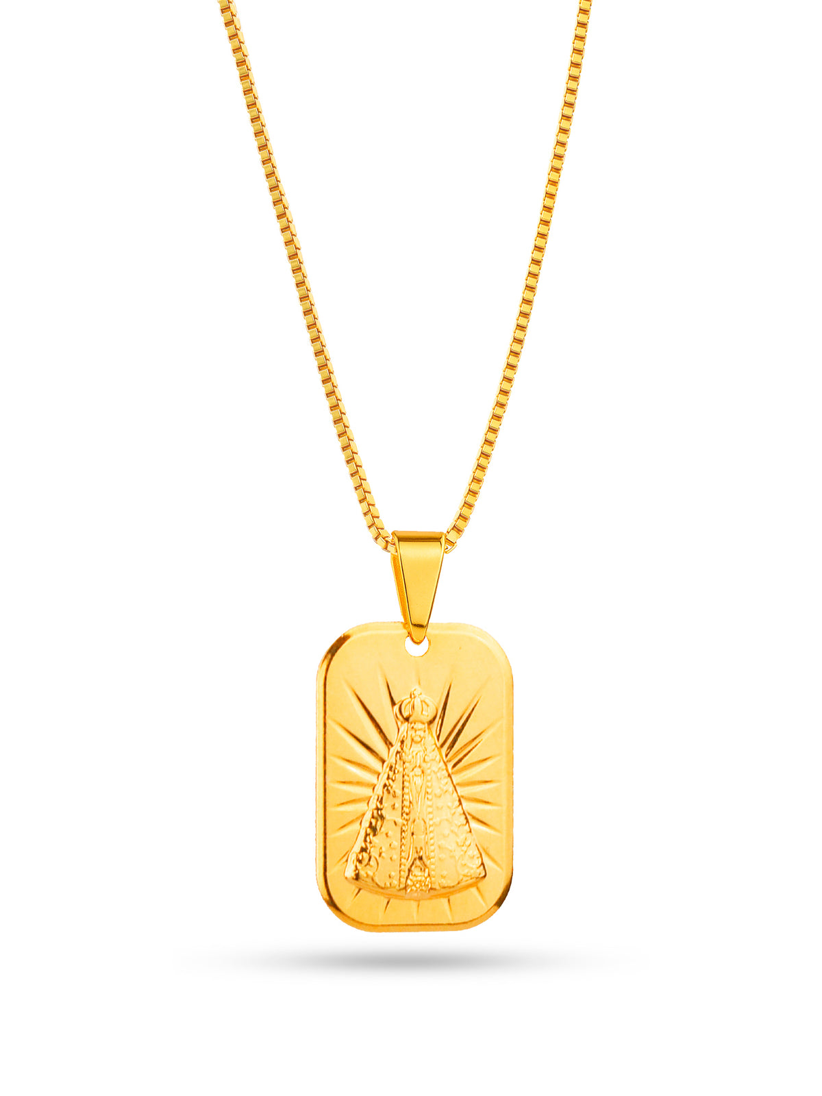 Corrente placa Nossa Senhora - veneziana - banhado a ouro 18k - foto 2