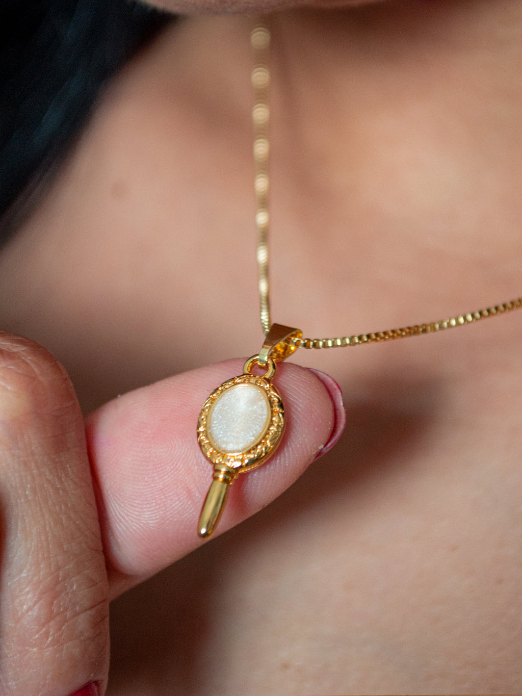 Corrente Espelho de Oxum perolado veneziana banhada a ouro 18k