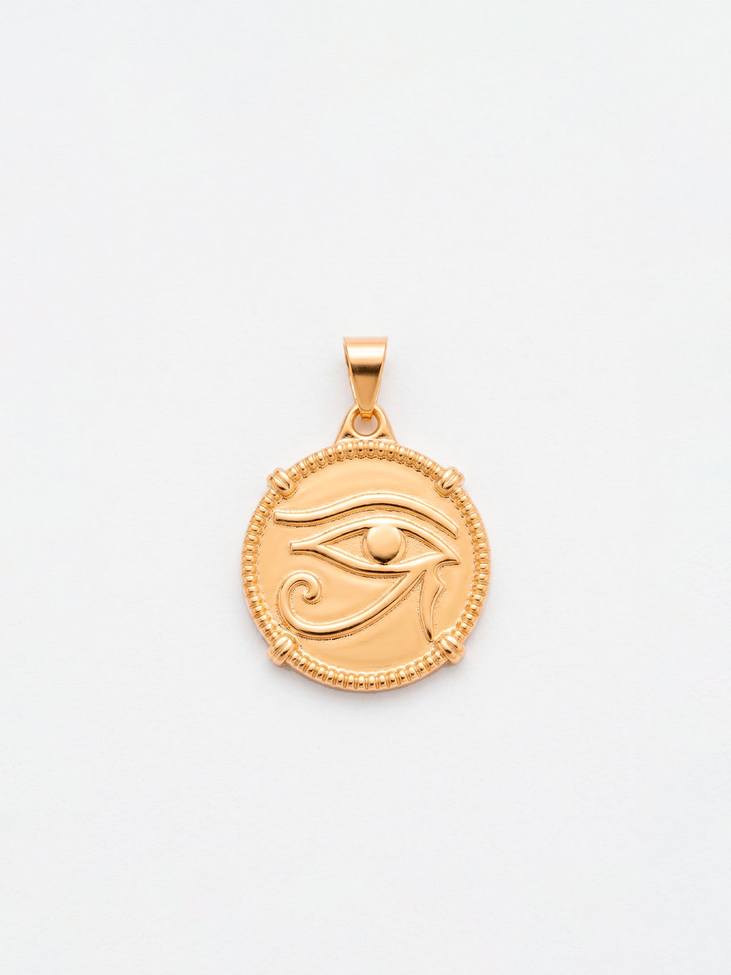 Pingente medalha olho de Hórus 2,0 x 2,0 cm - banhado a ouro 18k