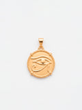 Pingente medalha olho de Hórus 2,0 x 2,0 cm - banhado a ouro 18k