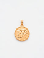 Pingente medalha olho de Hórus 2,0 x 2,0 cm - banhado a ouro 18k