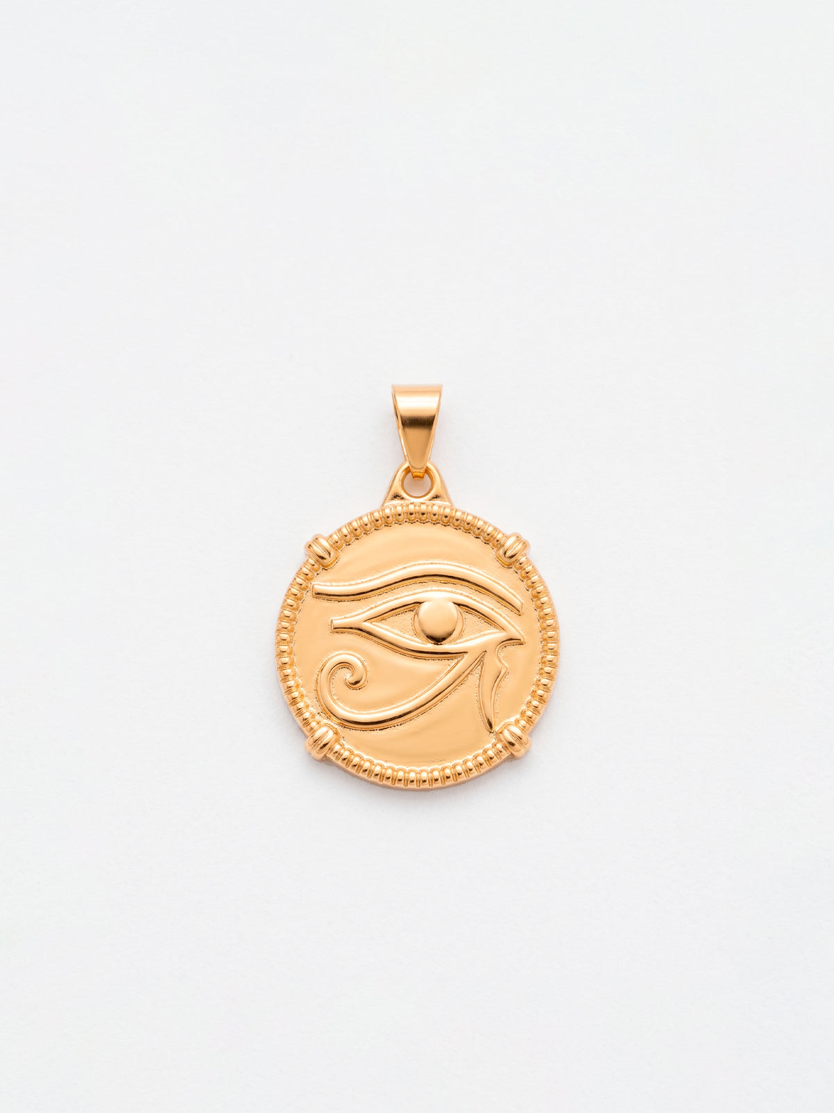 Pingente medalha olho de Hórus 2,0 x 2,0 cm - banhado a ouro 18k