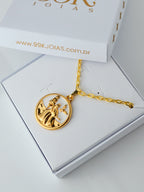 Corrente medalha Oxalá branco - cadeado - banhado  a ouro 18k - foto 2