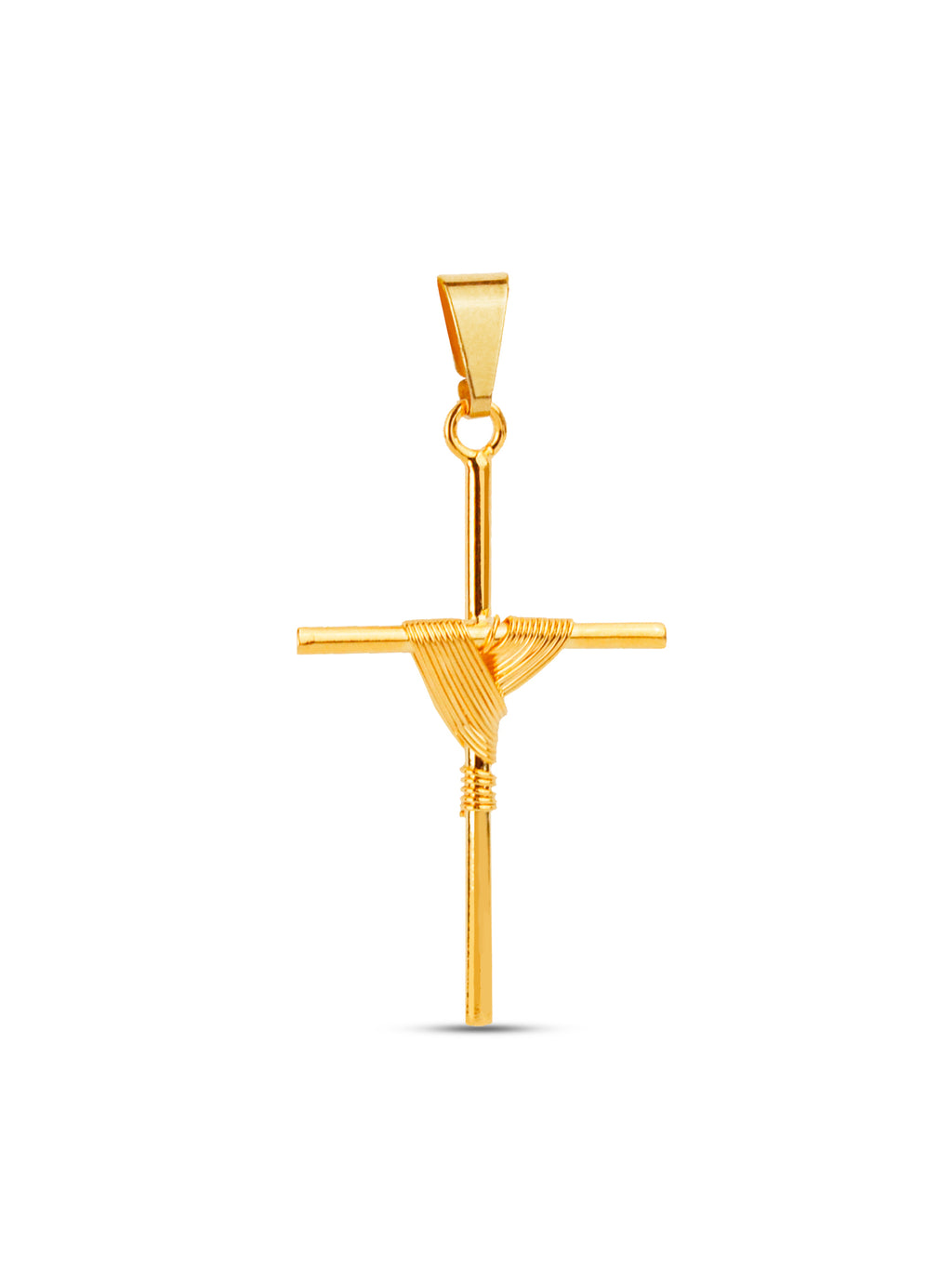 Pingente cruz amarrada - banhado a ouro 18k