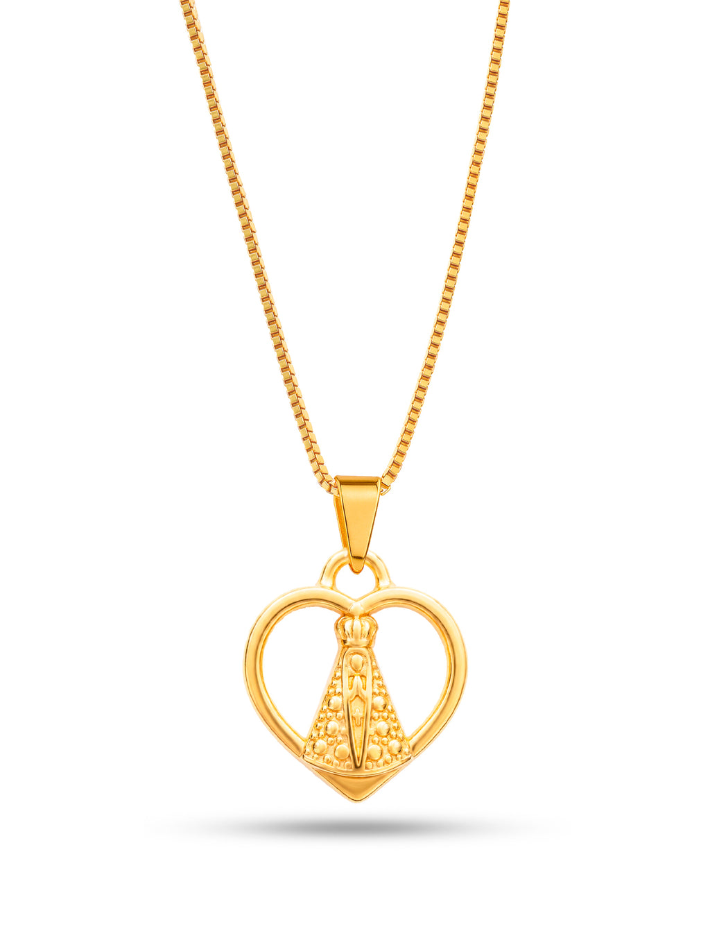 Corrente Nossa Senhora Coração - veneziana - banhado a ouro 18k