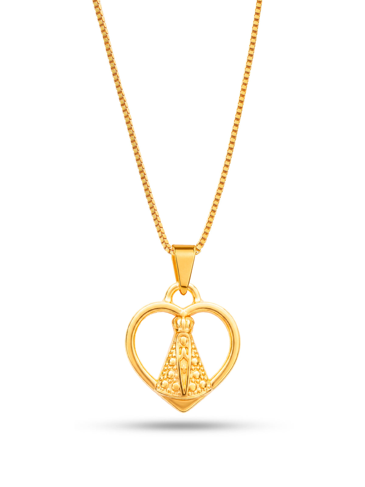 Corrente Nossa Senhora Coração - veneziana - banhado a ouro 18k