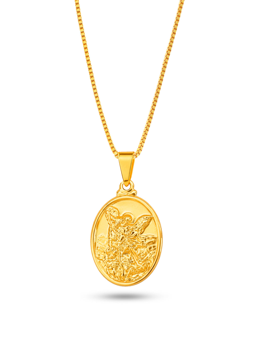 Corrente Medalha Oval São Miguel Arcanjo - veneziana - banhado a ouro 18k