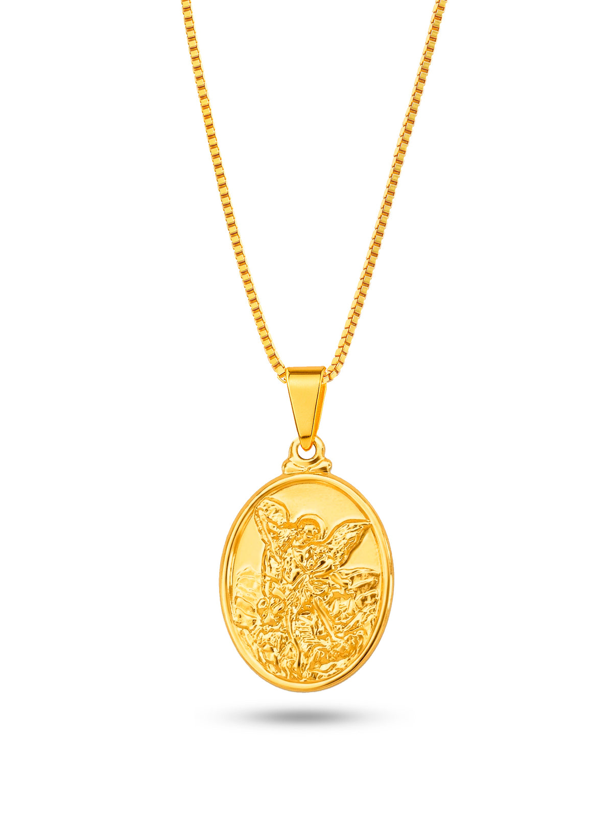 Corrente Medalha Oval São Miguel Arcanjo - veneziana - banhado a ouro 18k